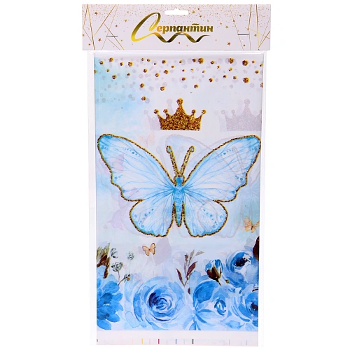 Скатерть Бабочка принцесса 108180 см, пвх, Голубой_2