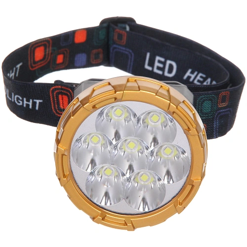 Фонарь налобный 4 режима, 7LED, аккумуляторная батарея 500mAh USB 208-7_3