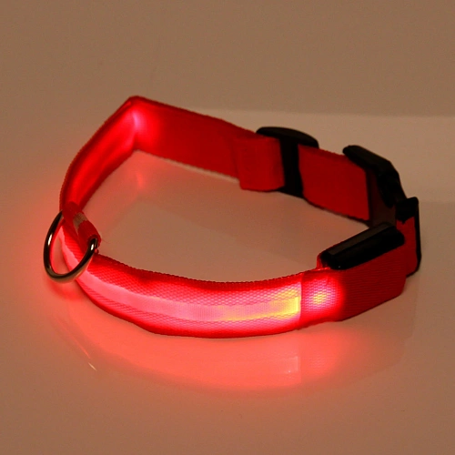Ошейник для собак Люмисцент 2,550см светящийся, цвет красный Ультрамарин_7