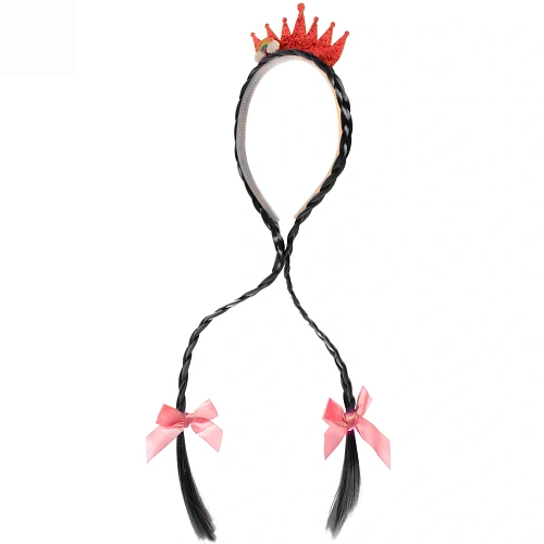 Ободок карнавальный с косами Королева цветов 46 см, микс_14