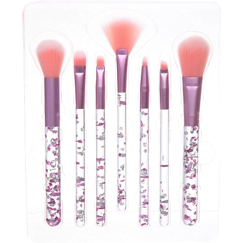 Кисти для макияжа 7шт ДИ МАРКО, розовые блестки, 1620см19,5см_4