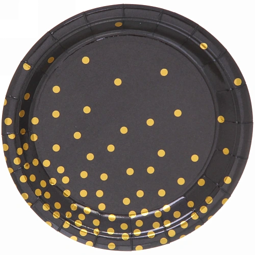 Тарелка бумажная 18 см в наборе 10 шт "Конфетти" черная