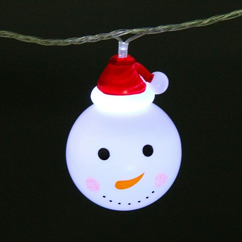 Гирлянда для дома Снеговик 2м 10 ламп LED 4,86,3 см прозрпров,1 реж, IP-20, Белый (возможность соединения)_3